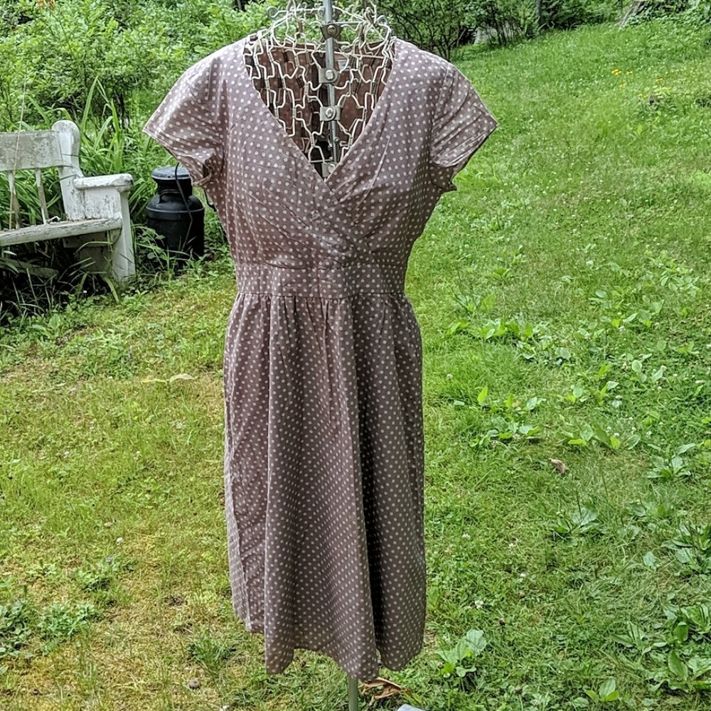 Vintage 100% silk polka dot dress